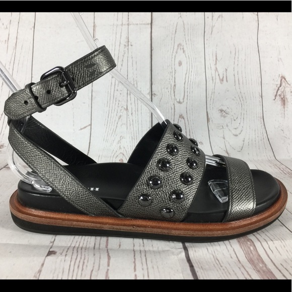 Coach Dannie Studded Sandals Size 7 Gunmetal - Picture 3 of 5